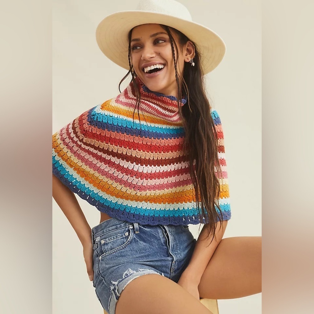 ‼️RARE‼️🎸ANTHROPOLOGIE🎸🔥NWT🔥Crochet Poncho (& can dbl. as a skirt)